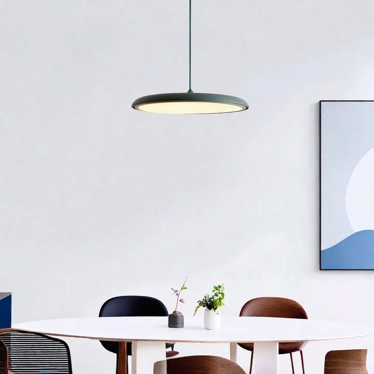 Modern Metal Saucer Pendant Light – Slim Design with LED Lighting M45