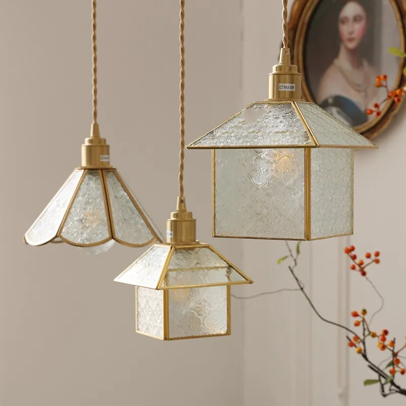 Japanese Vintage Begonia Glass Pendant Light