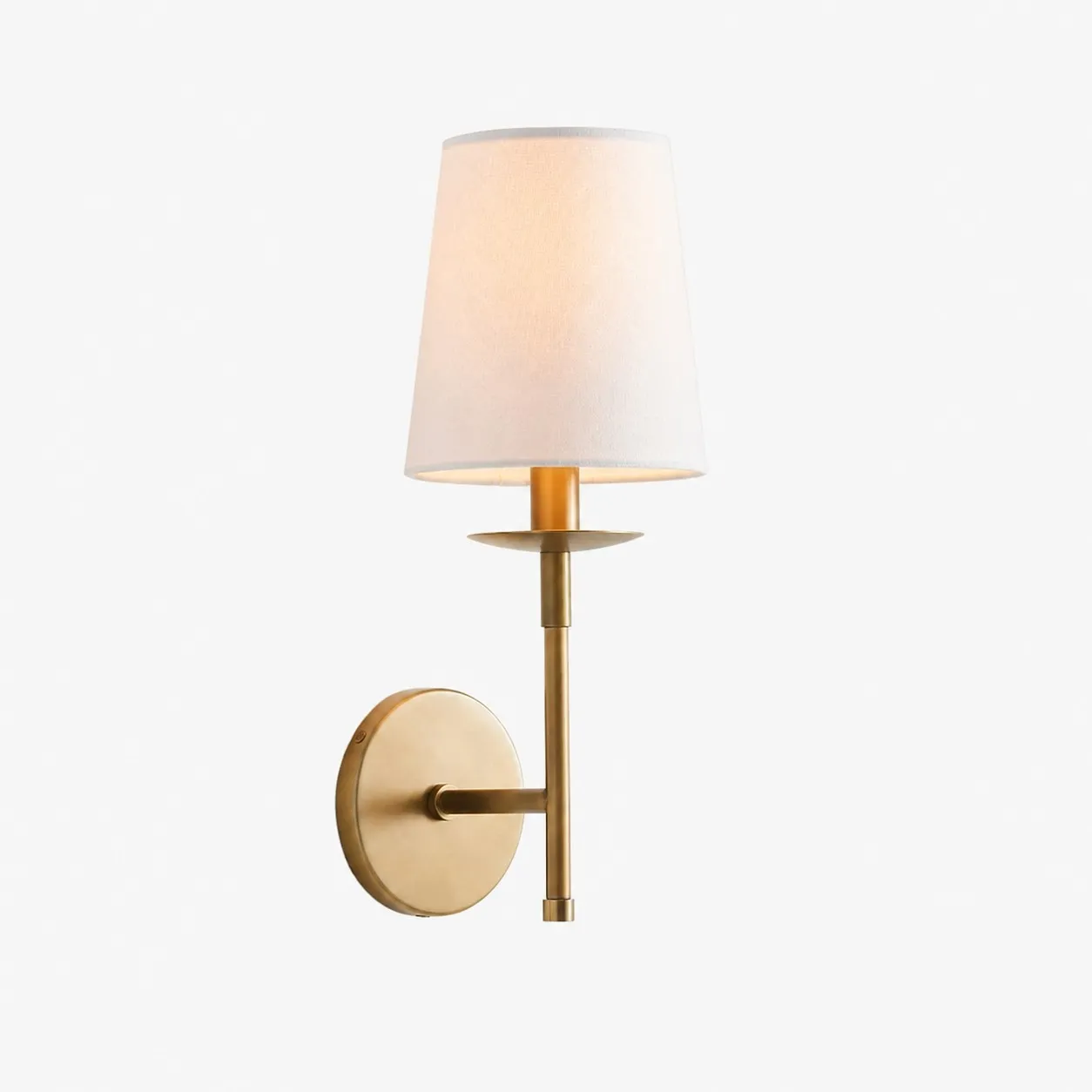 Rowan Iron Wall Sconce - Bronze or Brass with White Linen Shade T053