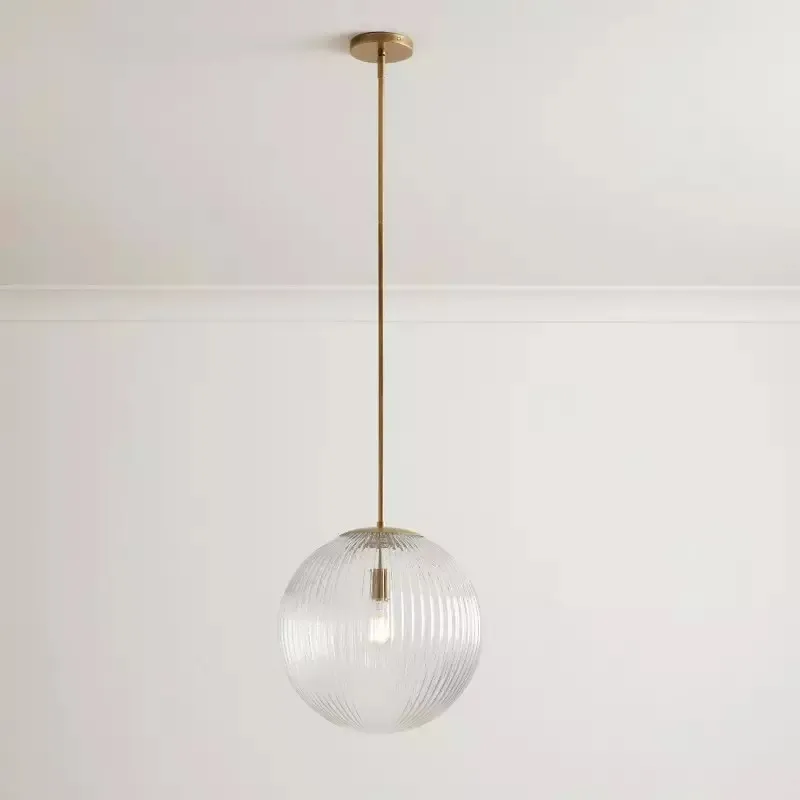 Alain Farmhouse Cooper Ribbed Glass Pendant Light G83