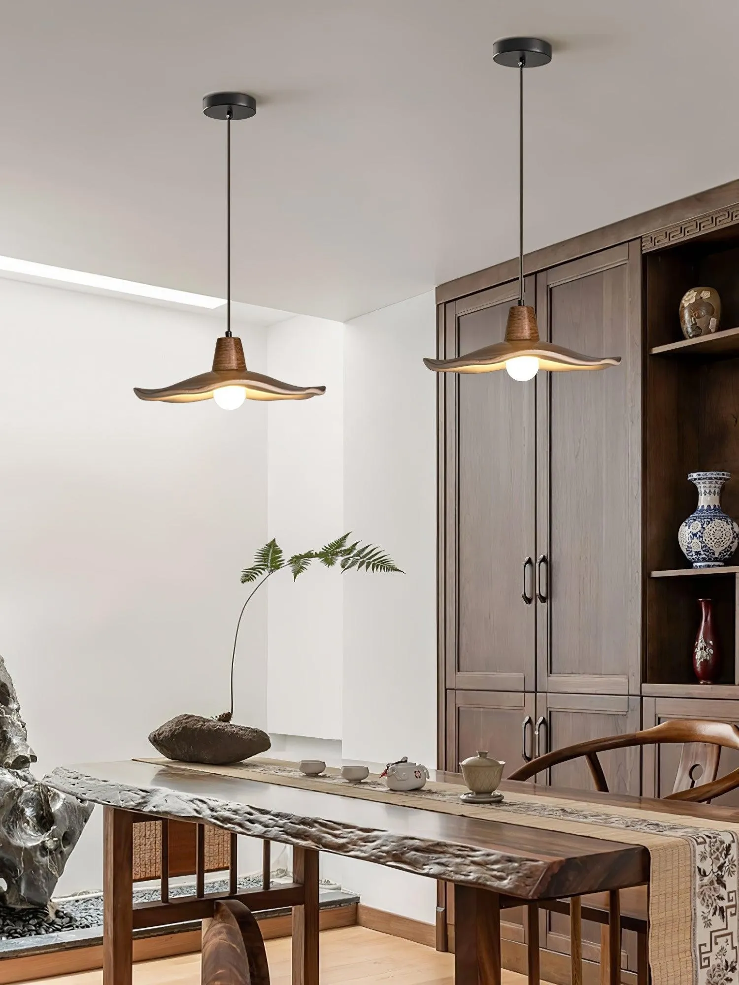 Black Imitation Walnut Wood Grain Kitchen Pendant Lamp M492