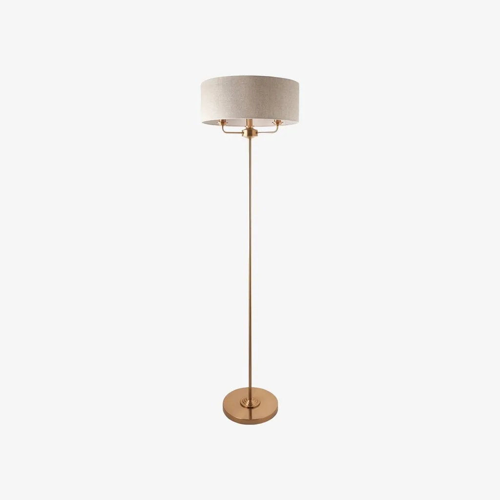Tela Drum Shade Floor Lamp - Contemporary Fabric Standing Lamp for Home Office T1040