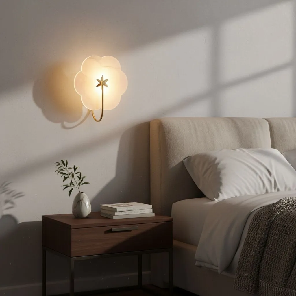 Albi Alabaster Wall Lamp - Carved floral Outlines are Suitable for Living Rooms or Bedrooms T728
