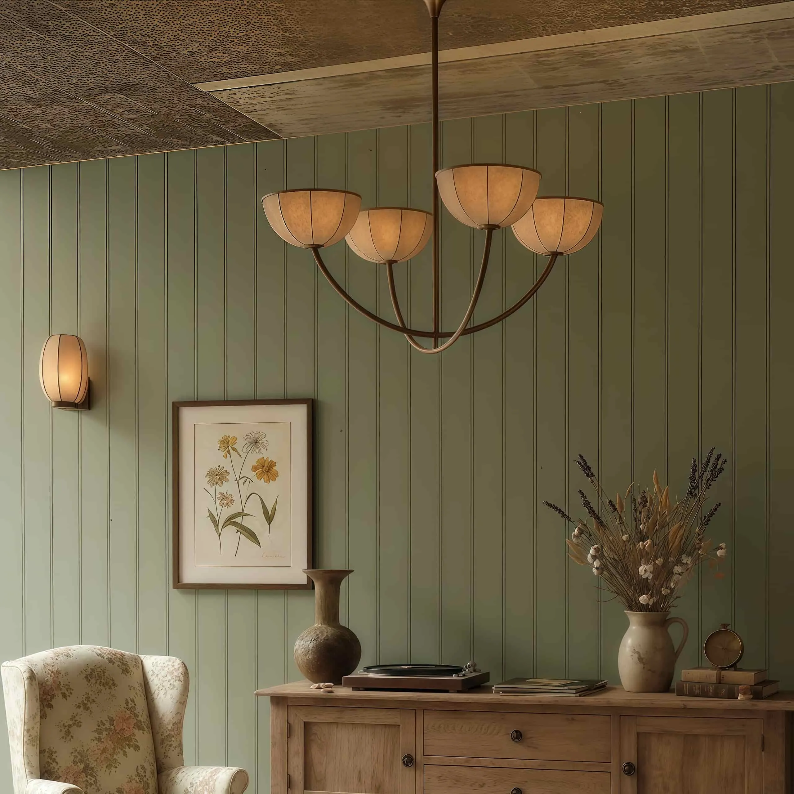 Loomis Adjustable Linen Wrapped Chandelier - Warm Ambient Light for Bedroom T1184