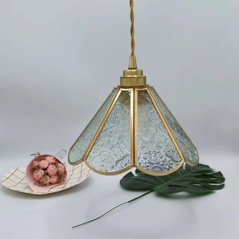 Japanese Vintage Begonia Glass Pendant Light