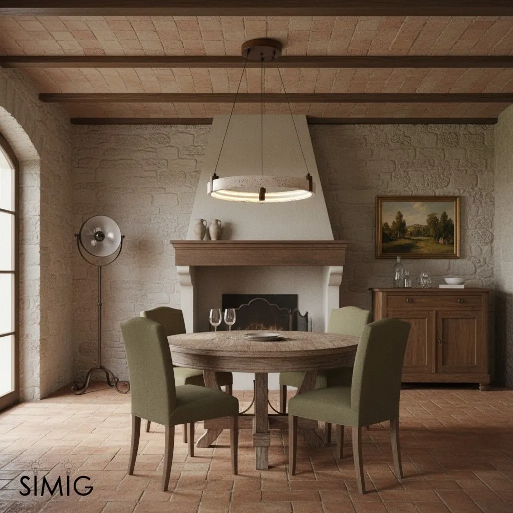 Simple Circular Travertine Pendant Lamp G29
