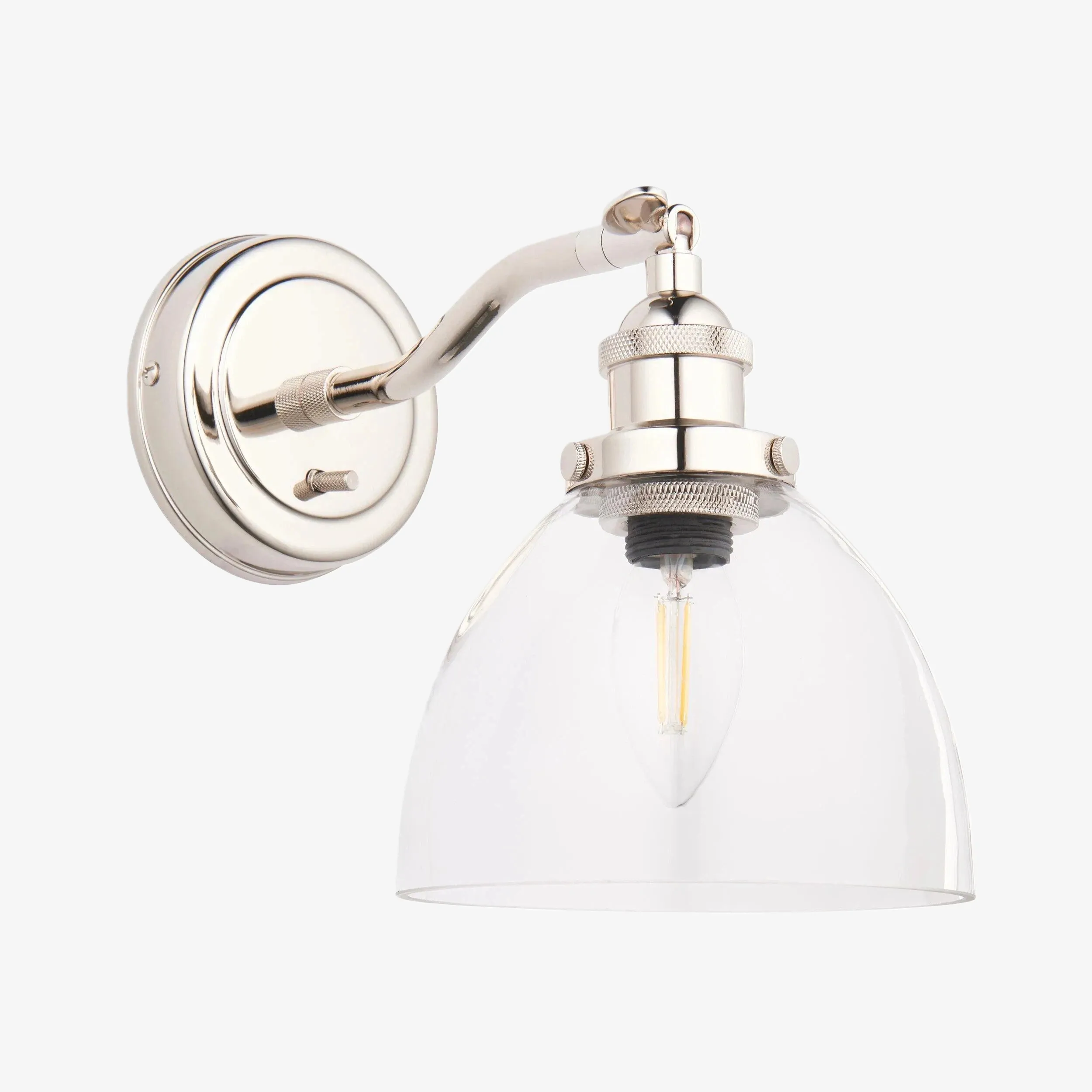 Novera Wall Light Collection - Glass Shade Finishes in Brass Silver Nickel Copper – Residential and Boutique Hospitality T838