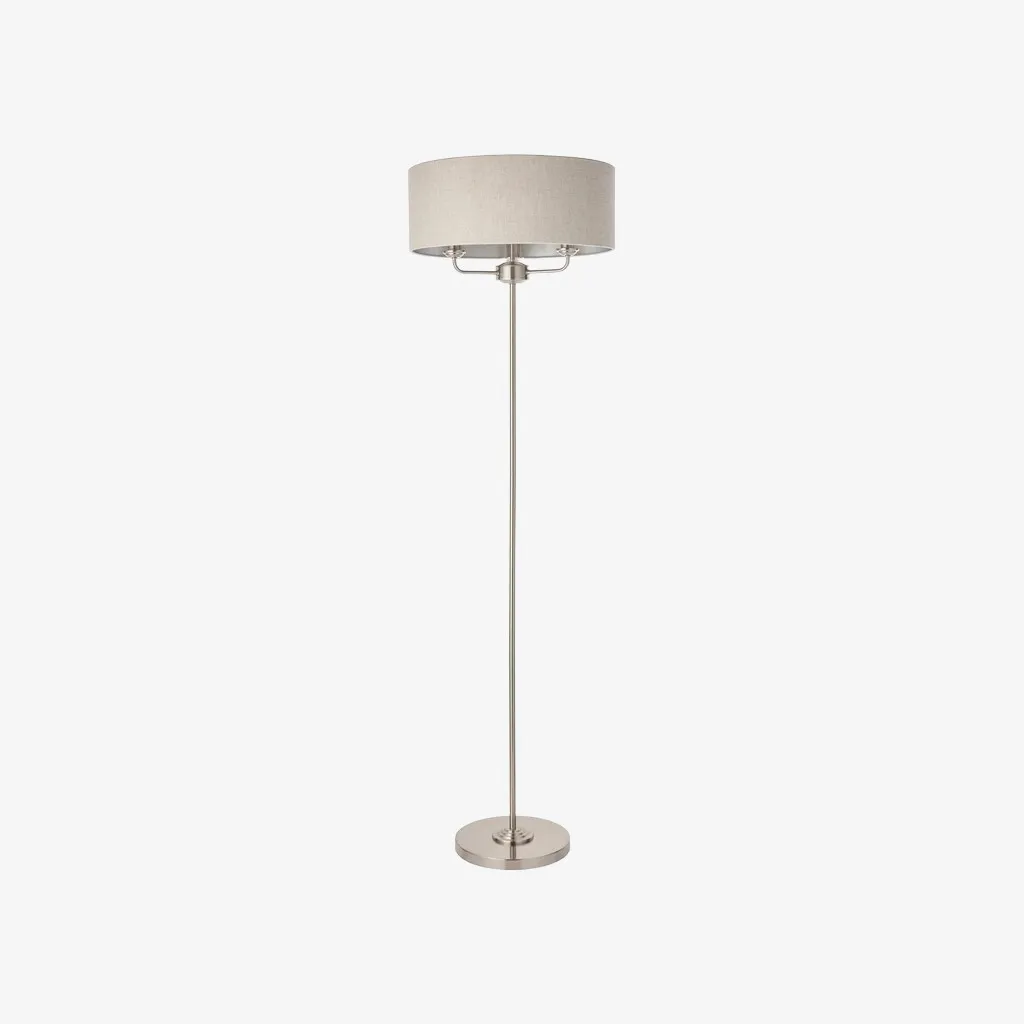 Tela Drum Shade Floor Lamp - Contemporary Fabric Standing Lamp for Home Office T1040