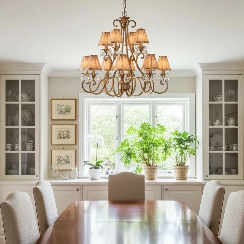 Talonis Multi-light Fabric Chandelier - Elegant Metal Curved Arms for Dining and Living T932