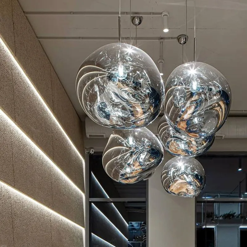 Glass Dynamic Pendant Light - Artistic Metallic Glow Pendant for Dining Area S54