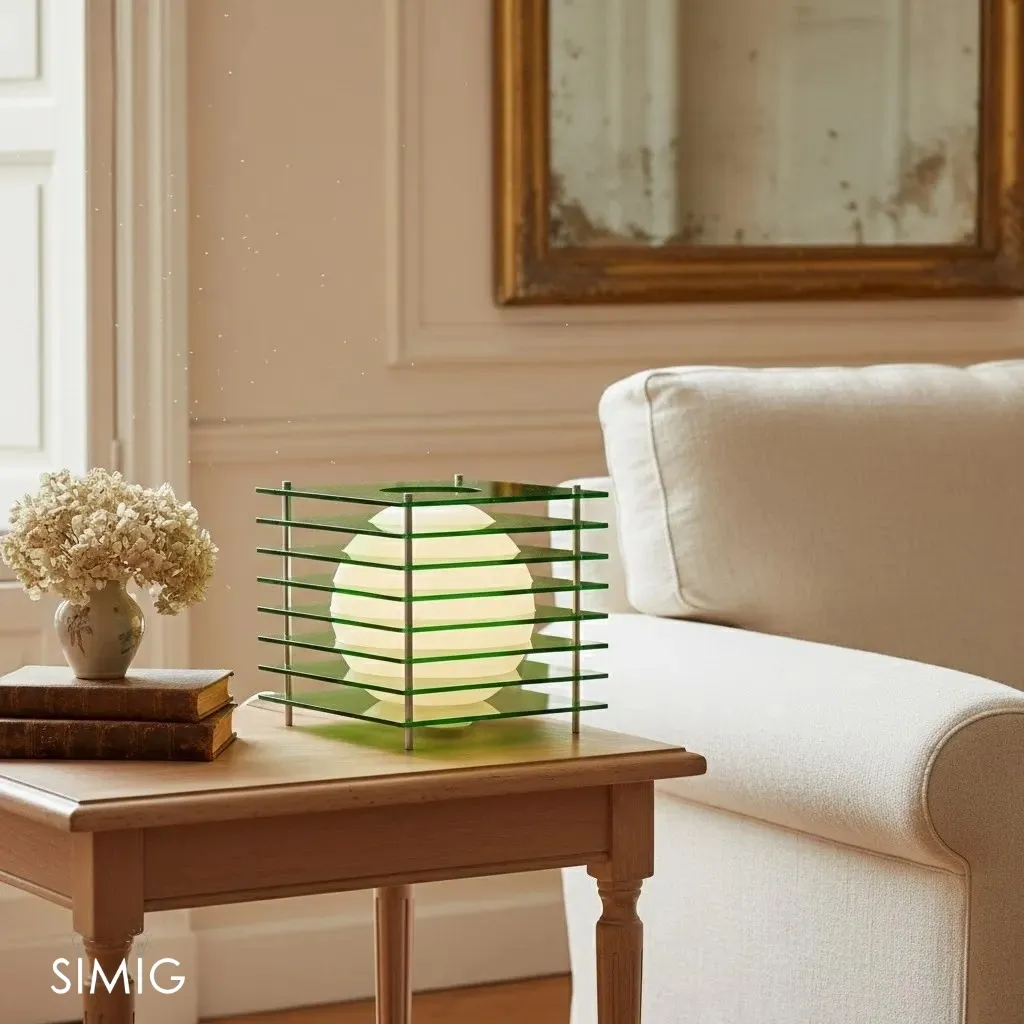 Geometric Moon Cube Lamp – Atmospheric luminous sphere S252