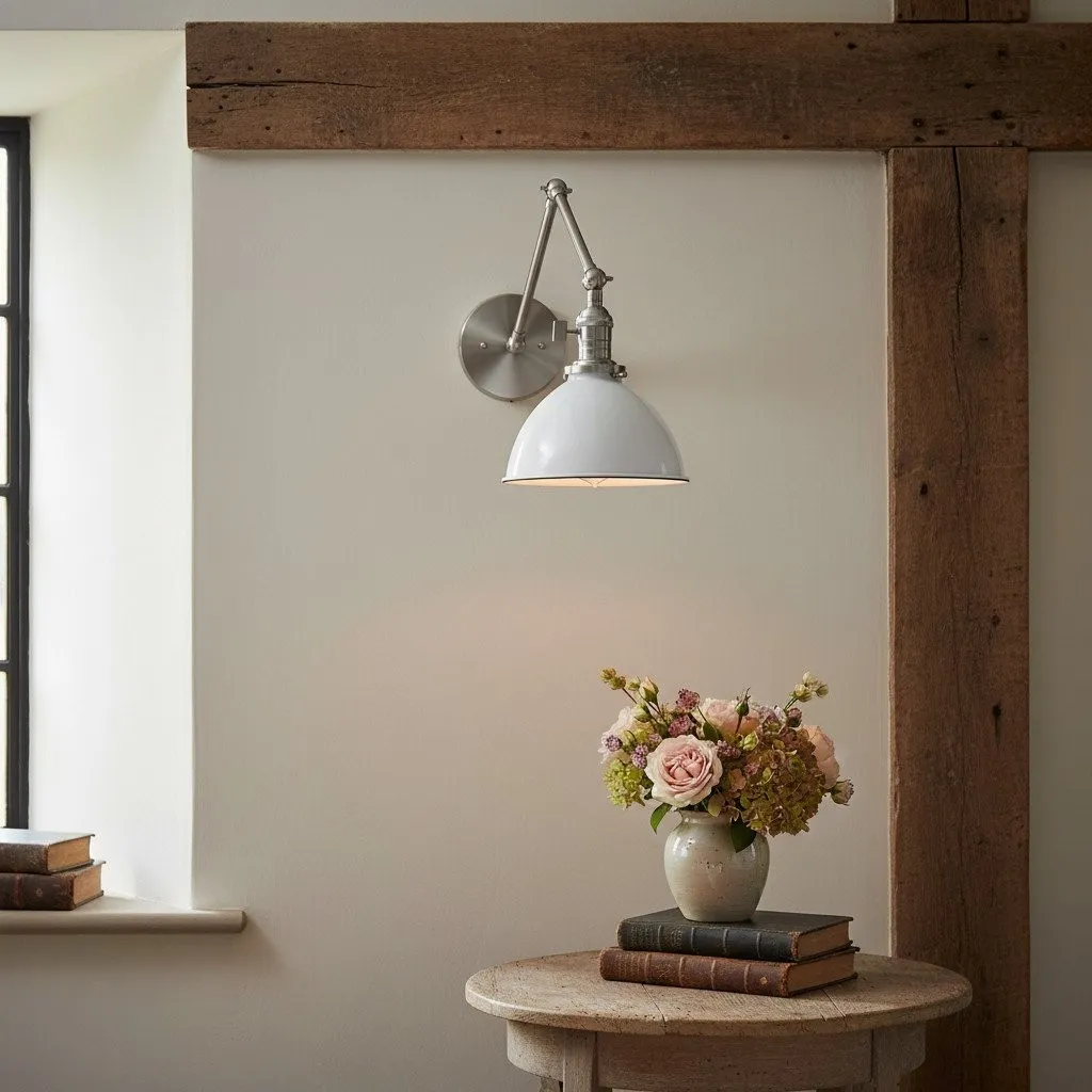 Conique Metal Vintage Industrial Swing Arm Wall Lamp - Adjustable Dome Shade for Study T313