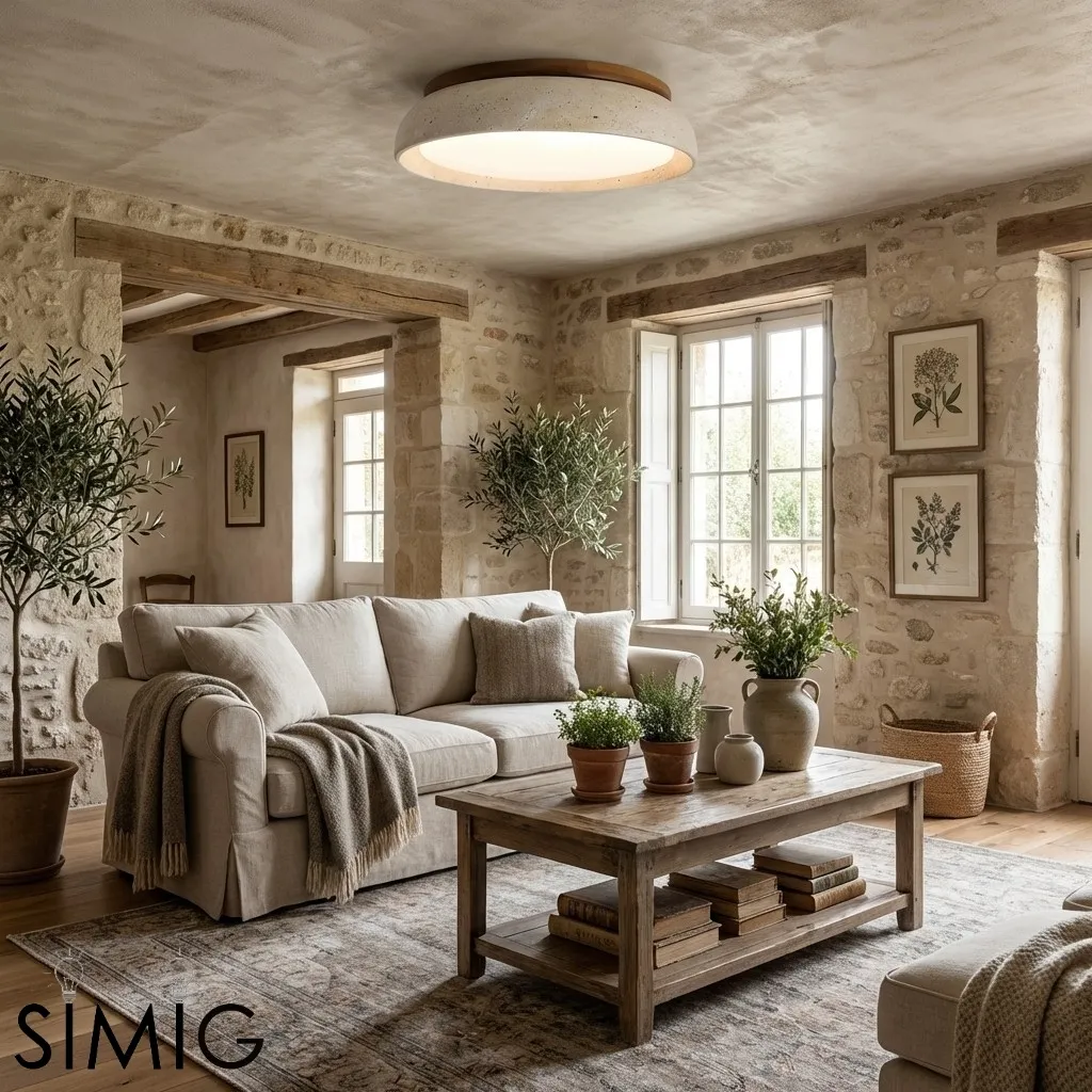 Wabi Sabi Travertine Round Ceiling Lamp - Light for Living Room S290