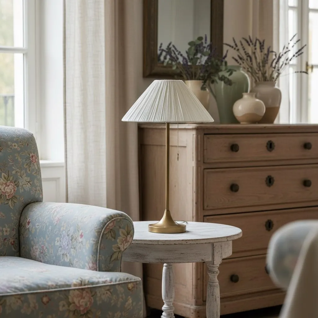 Blossine Pleated Shade Table Lamp – Classic Living Room Lighting T444