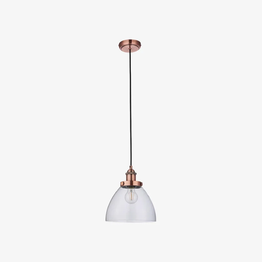 Novera Art Deco Dome Adjustable Height Glass Shade Pendant Light for Living Room T1008