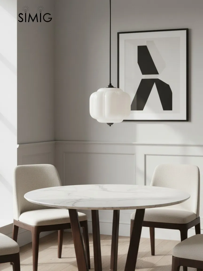 Eloise Vintage Milk Glass Pendant Light - Chic Retro Lighting for Dining Rooms S215