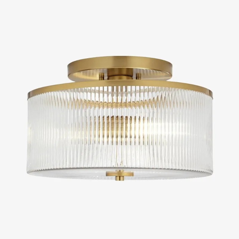 Rilona Clear Glass Drum Semi Flush Ceiling Light - Farmhouse Retro Styley U13