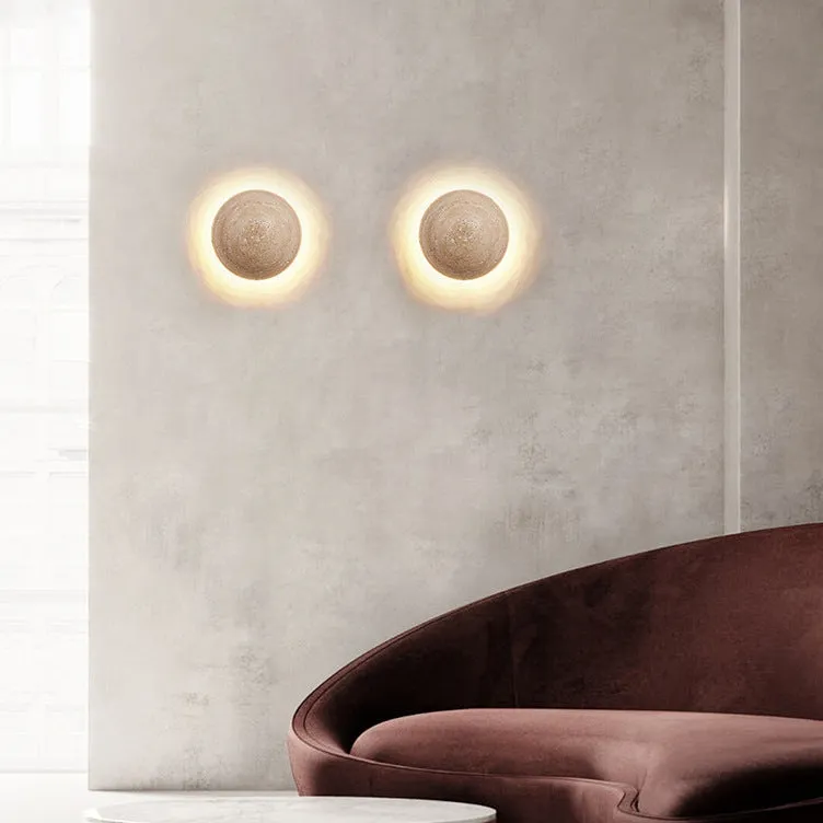 Amber Loft Travertine Round Sconce Wall Light T2109