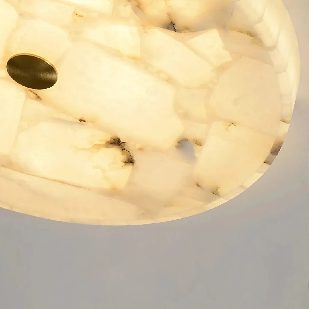 AlbaSphere Modern Round Ultra Thin Ceiling Lamp - Alabaster Contemporary Home Lighting T1151
