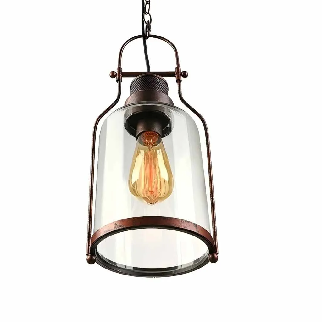Lirra Vintage Iron Glass Pendant Lamp - Industrial Style Ceiling Lamp for Bars and Homes U20