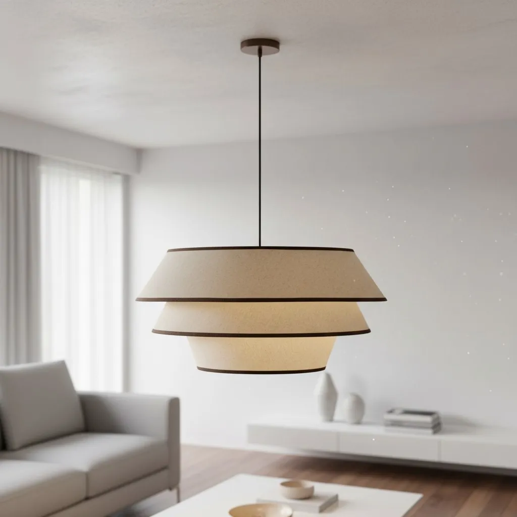 Tarivon Steel Frame Pendant with Fabric Shade - Modern Hanging Lamp for Dining Rooms T696