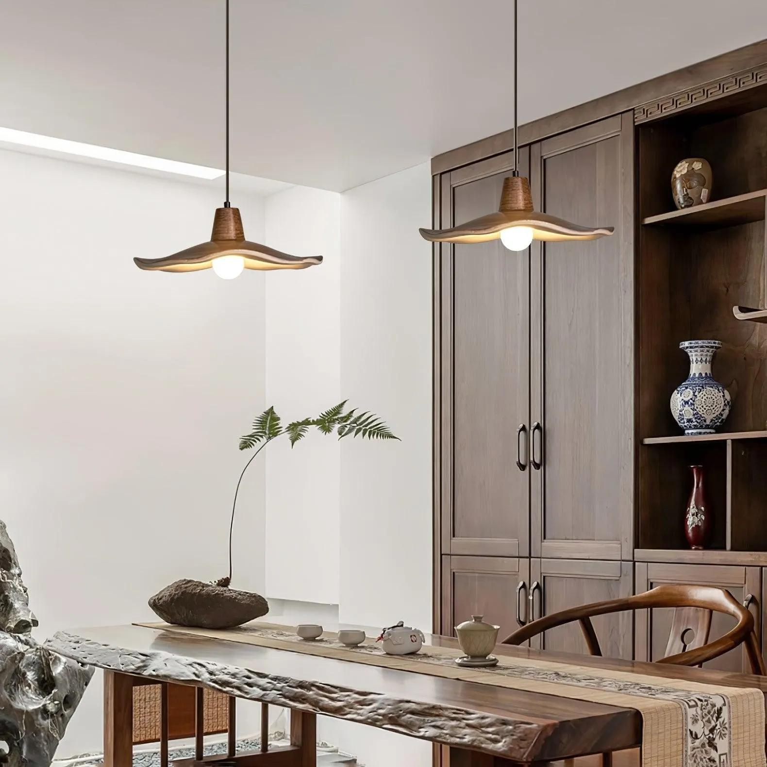 Black Imitation Walnut Wood Grain Kitchen Pendant Lamp M492