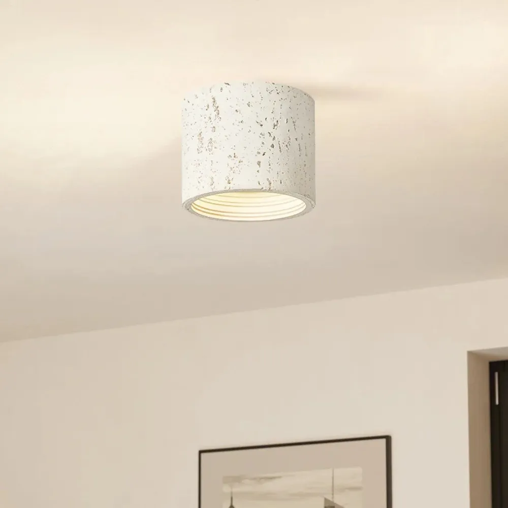 Cylindrical Ceiling Light - Modern Travertine Living Room M72