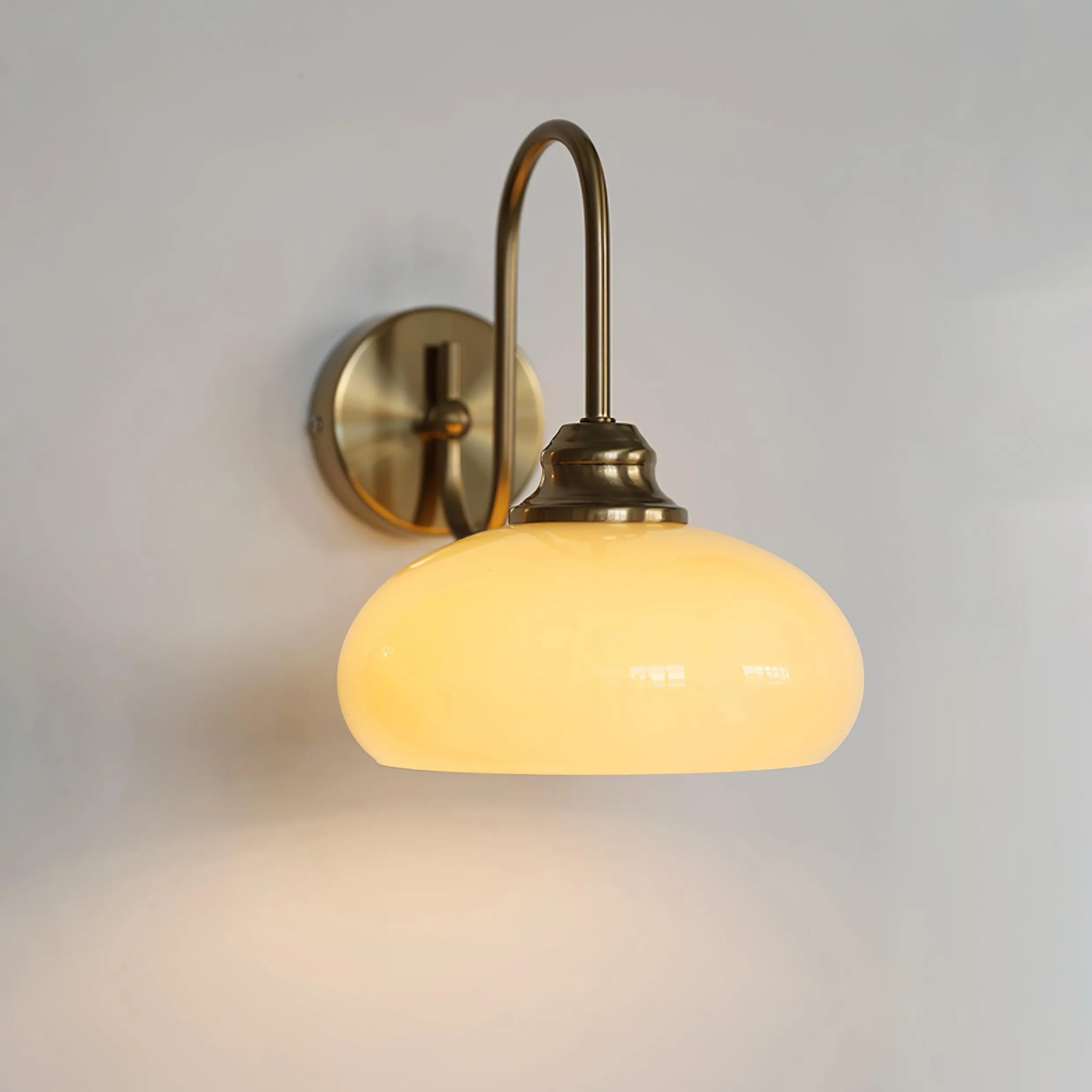 Bauhaus Wind Cream Glass Shade Metal Curved Pole Wall Sconce G45