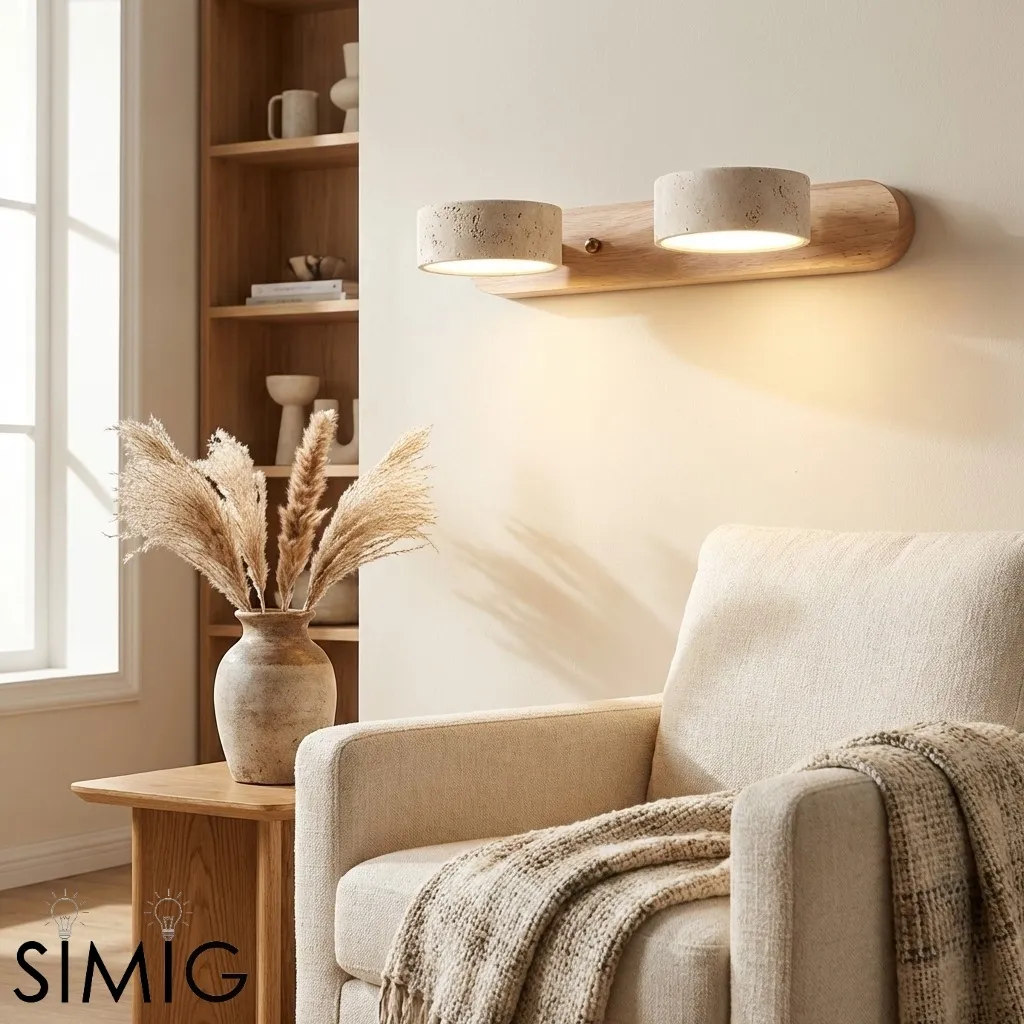 Travertine Walnut Multi Light Sconce - Bedroom Wall Lamp G115