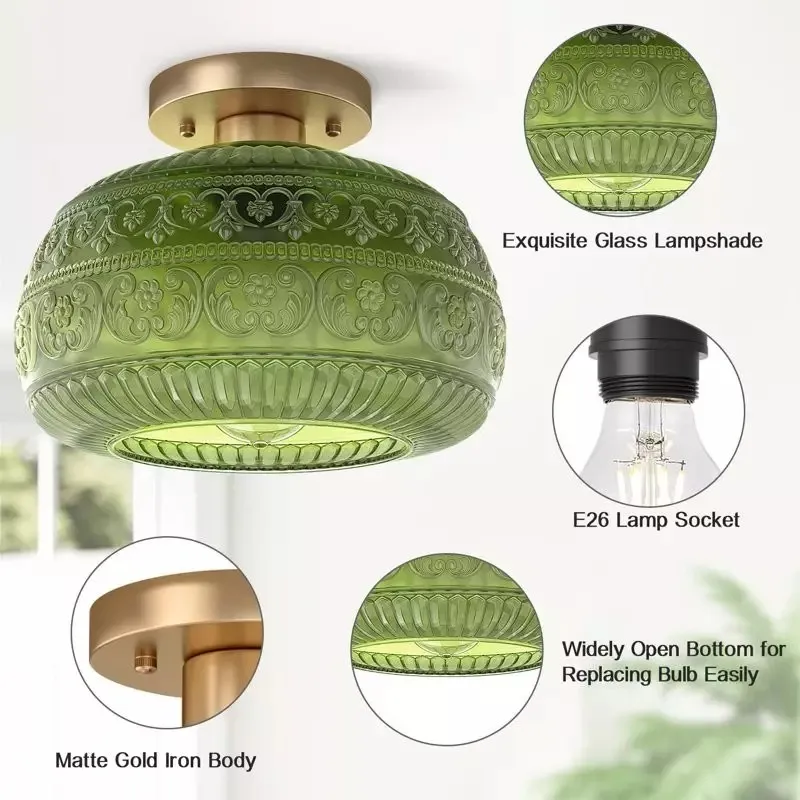 Vintage Solid Colour Glass Recessed Ceiling Lamp S201