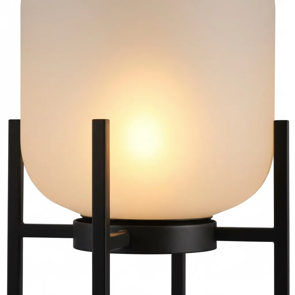 Minimalist Lantern Floor Light – Glass Shade for Outdoor Spaces