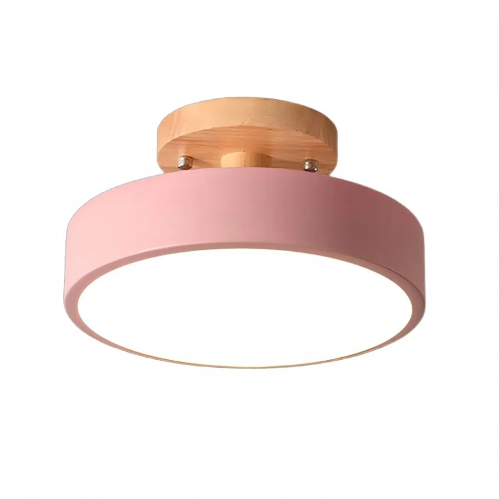Nordic Macaroon Wooden Round Ceiling Lamp S90