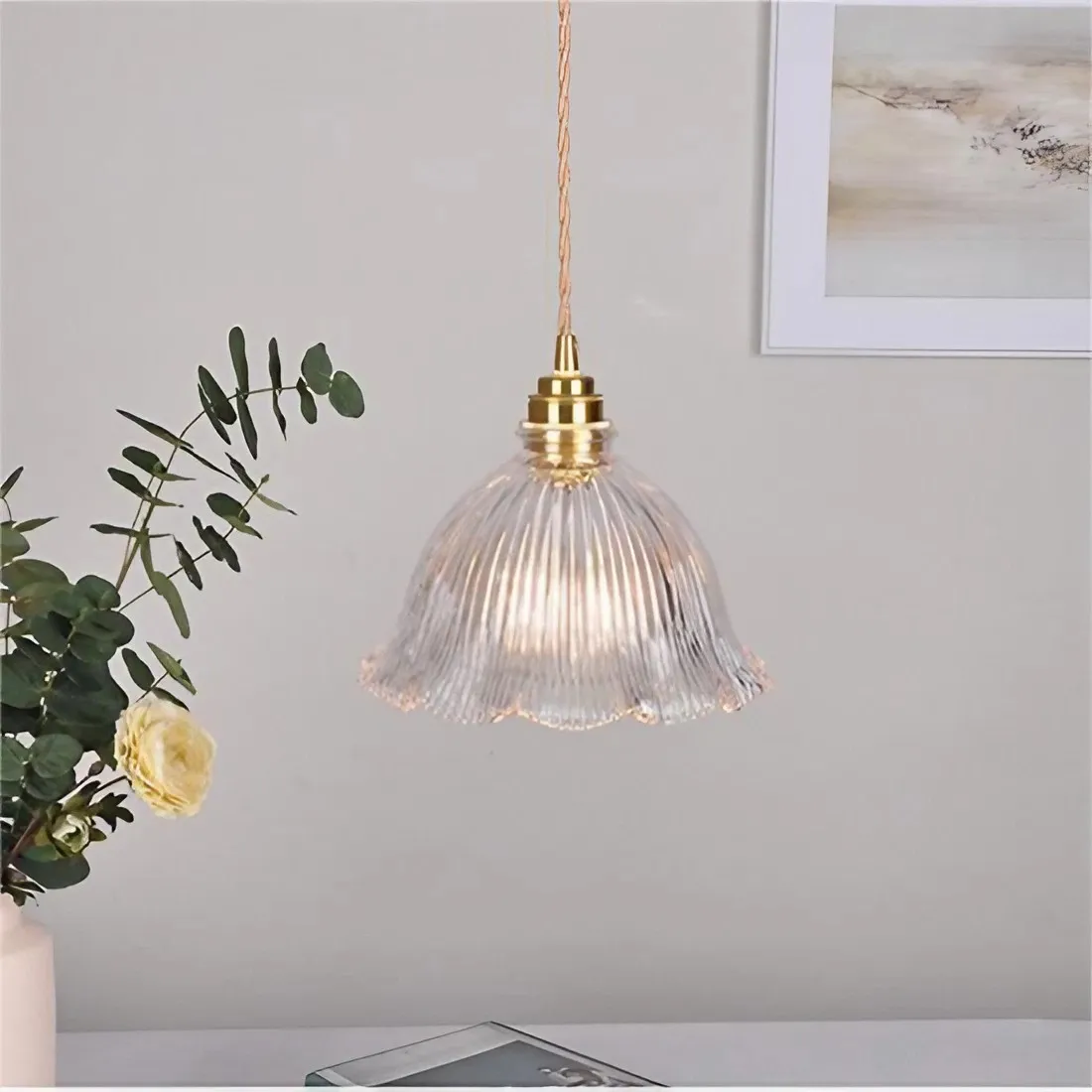 Nordic Retro Flower Glass Pendant Lamp S45