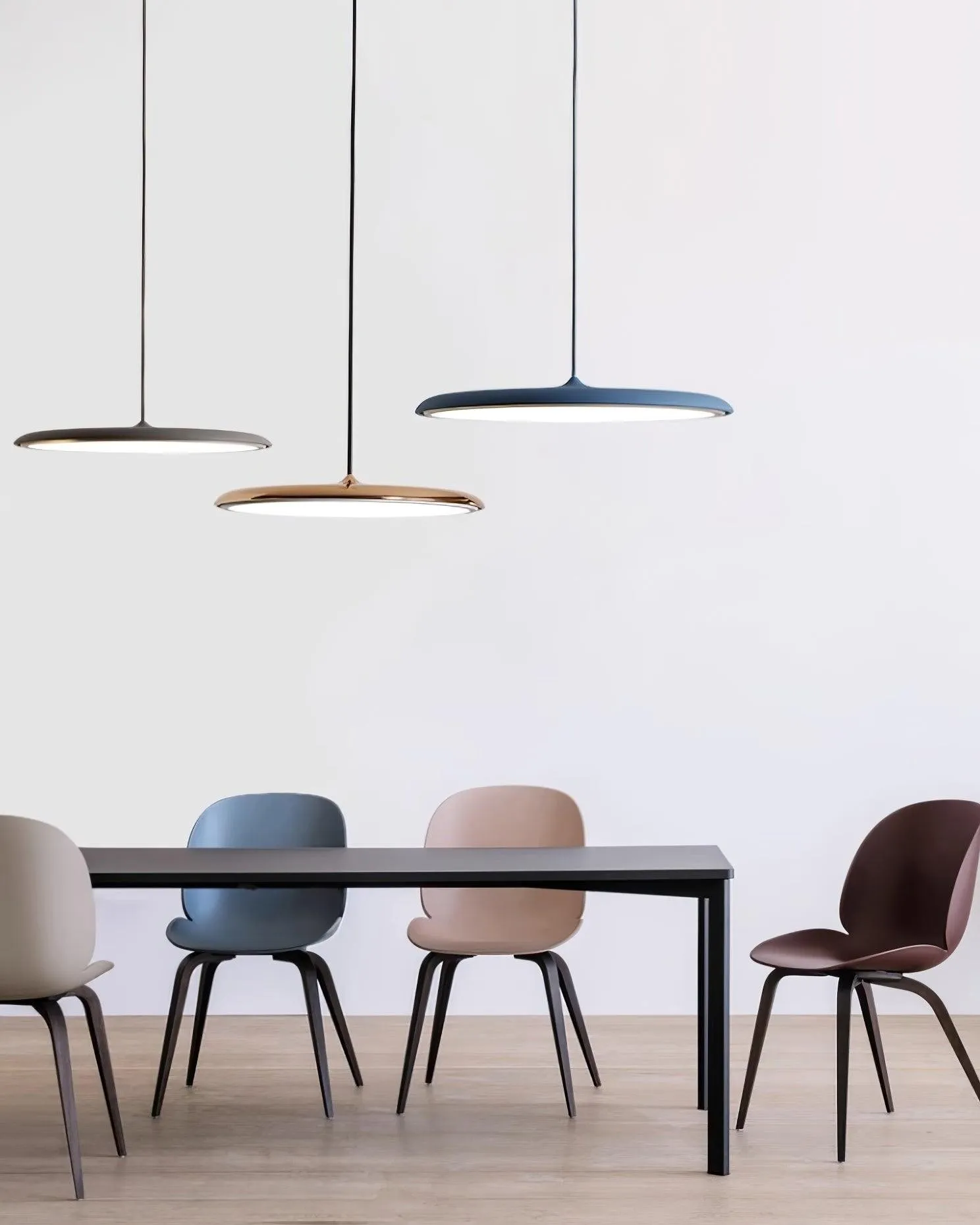 Modern Metal Saucer Pendant Light – Slim Design with LED Lighting M45