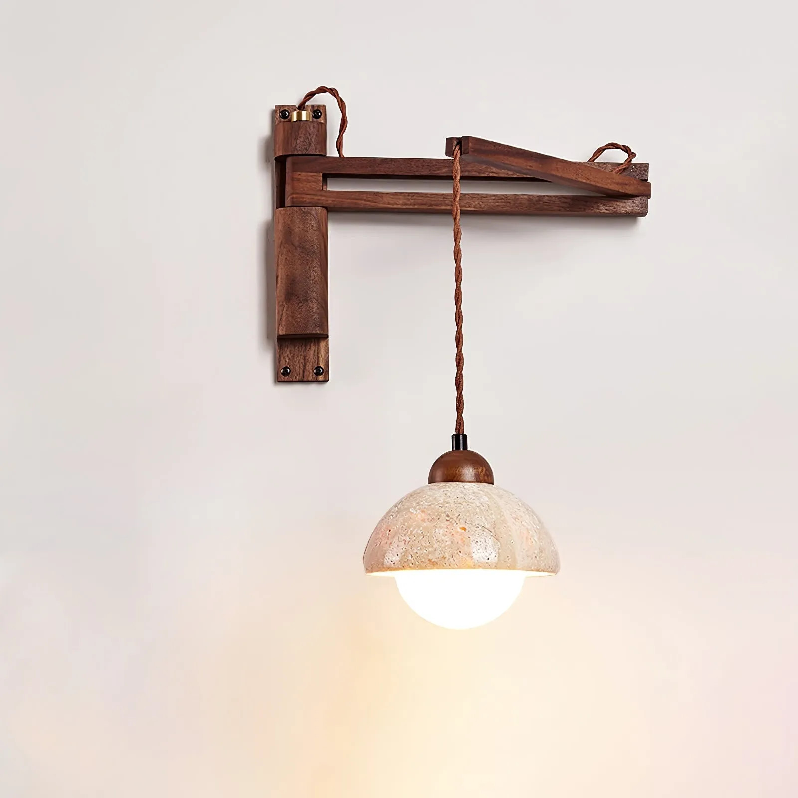 Adjustable Travertine Dome Wall Sconce T1606