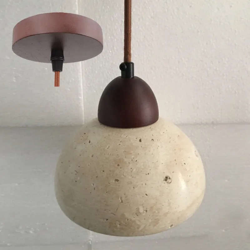 Natural Stone Wood Pendant Light - Minimalist Japanese Dining Lamp M08