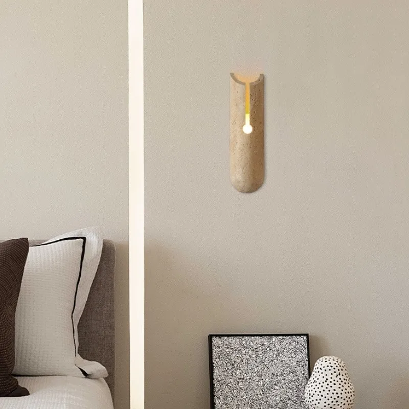 Cylindrical Y-Shaped Travertine Wall Lamp - Warm LED Light for Modern Homes S321