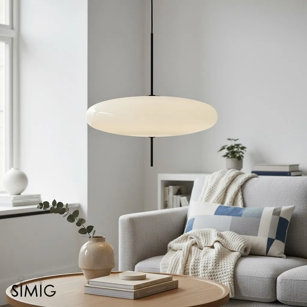 Modern Oval Pendant Light – Metal and Acrylic Pendant Lamp for Living Room