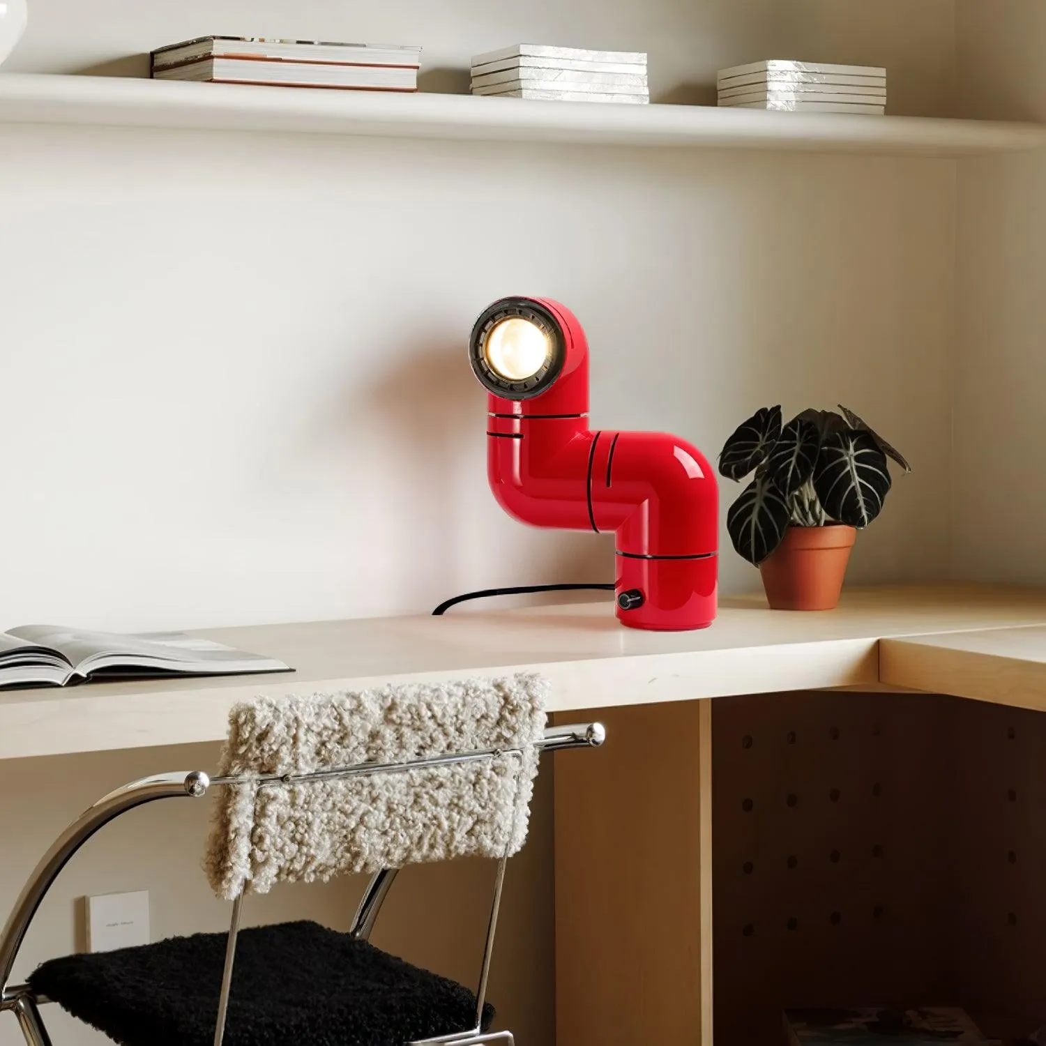 Red Tubular Table Lamp Suitable For Bedroom M504
