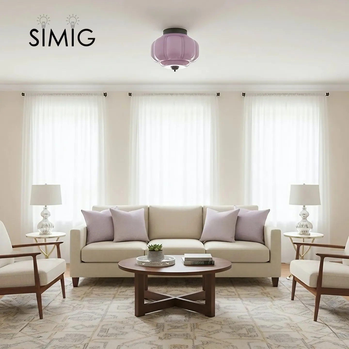 Eloise Ceiling Light - Elegant Retro Brass Ceiling Light for Living Room G55