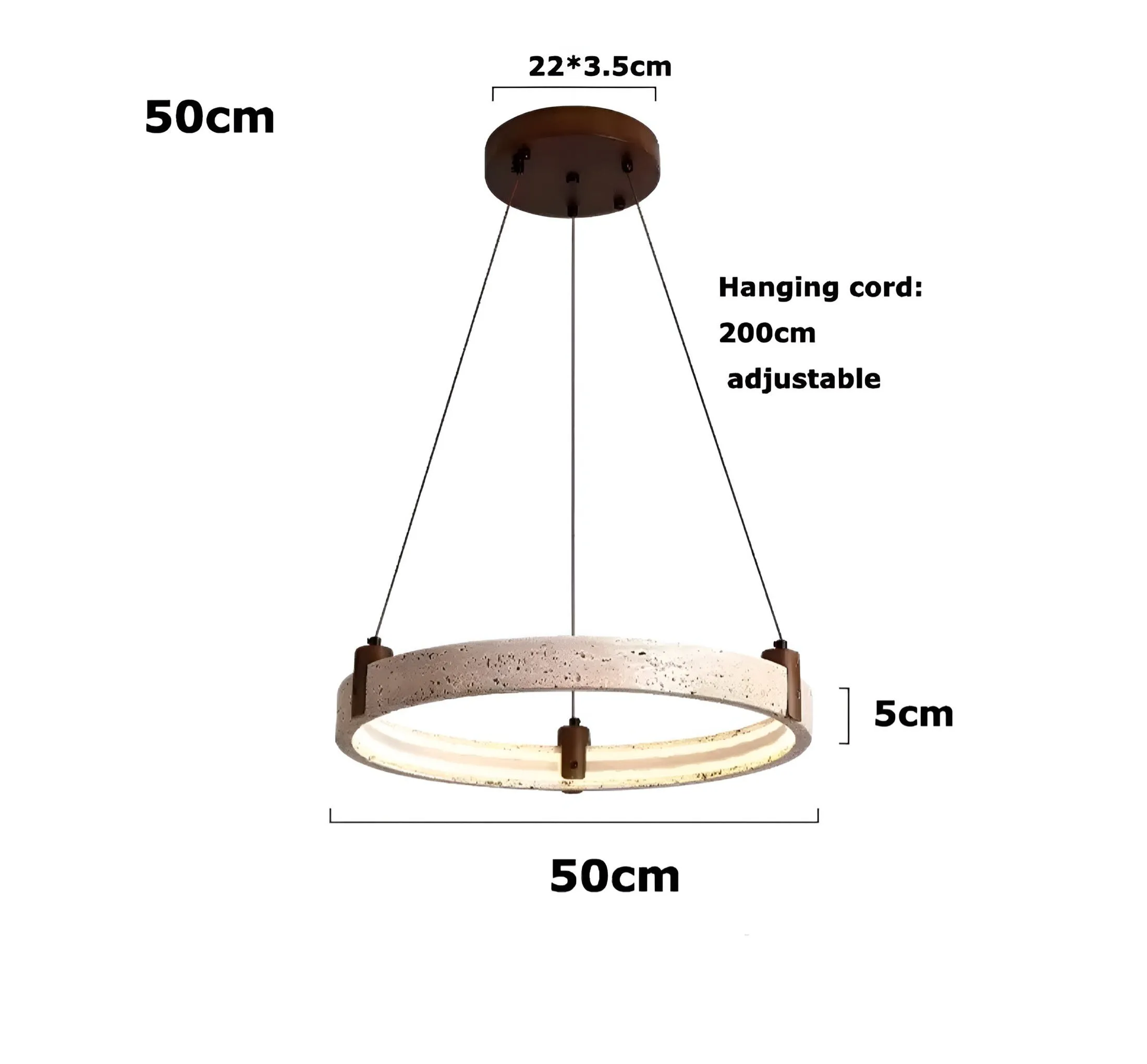 Simple Circular Travertine Pendant Lamp G29