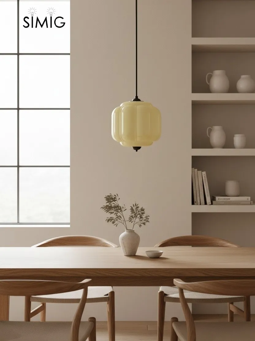 Eloise Vintage Milk Glass Pendant Light - Chic Retro Lighting for Dining Rooms S215