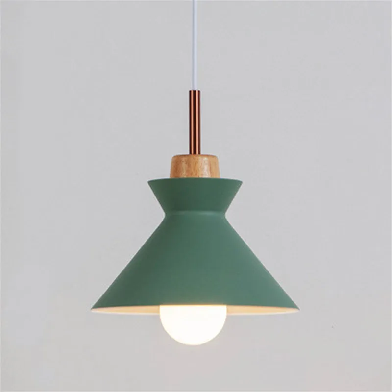 MULTI Scandinavian Metal Wood Macaroon Pendant Light for Bedroom S32