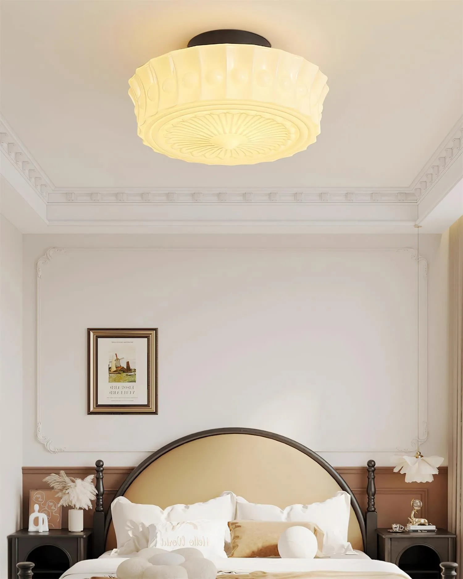 Rigidus French Vintage Glass Cream Style Ceiling Light M52
