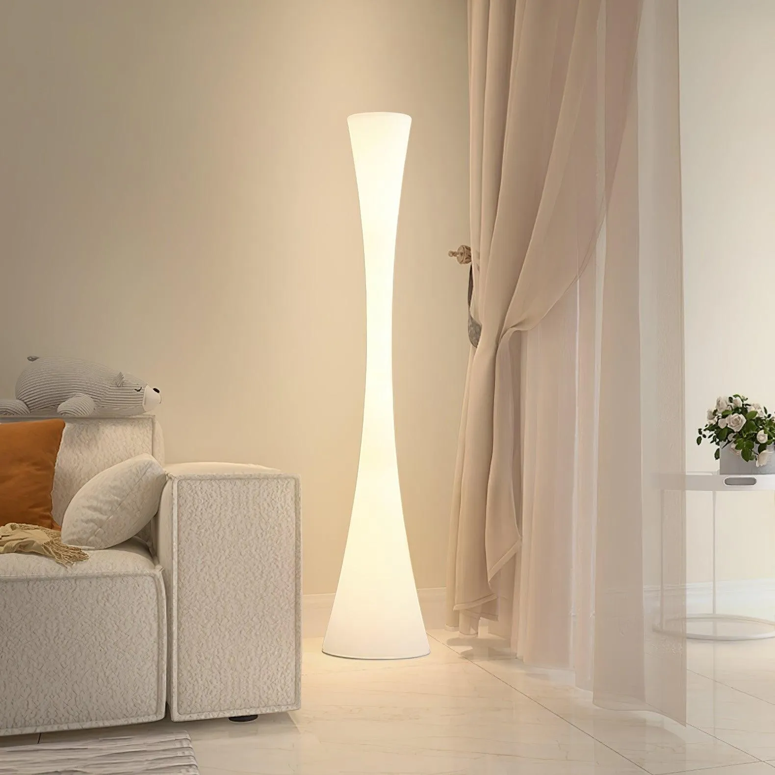Romantic Simple White Column Floor Lamp G06
