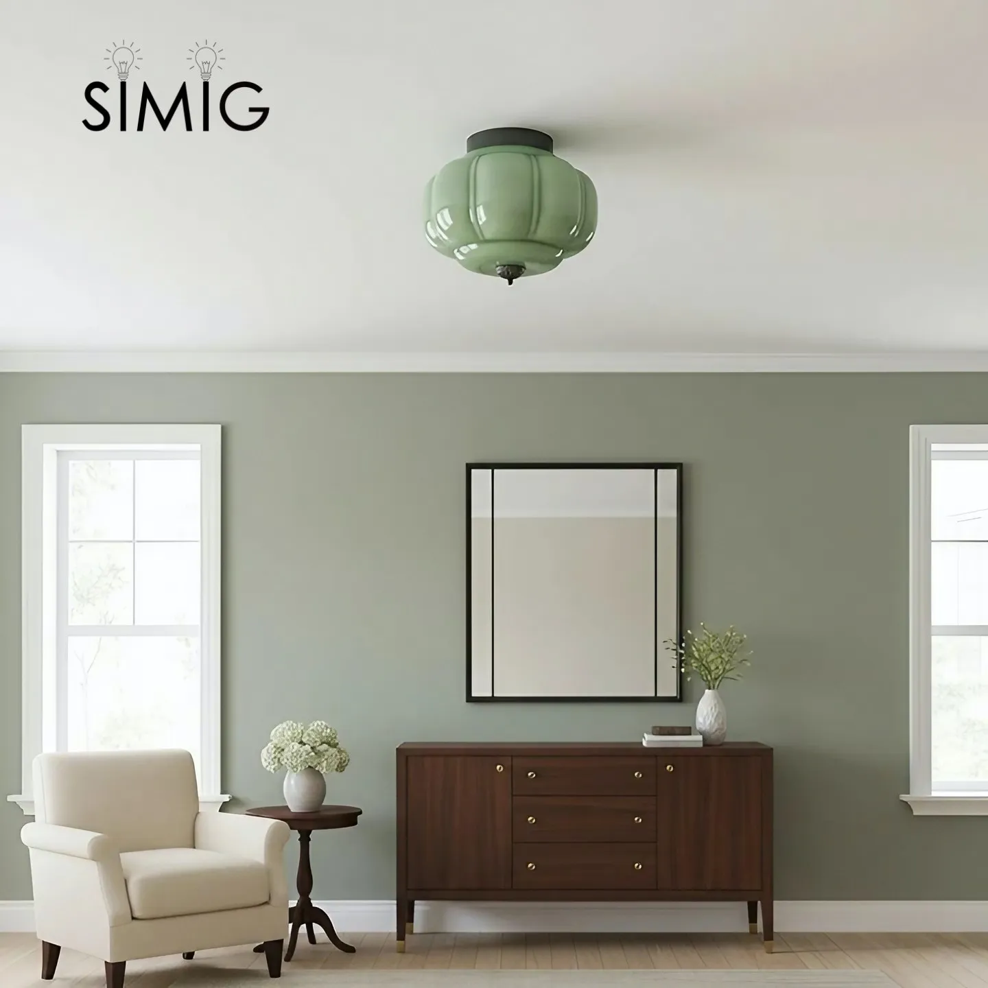 Eloise Ceiling Light - Elegant Retro Brass Ceiling Light for Living Room G55