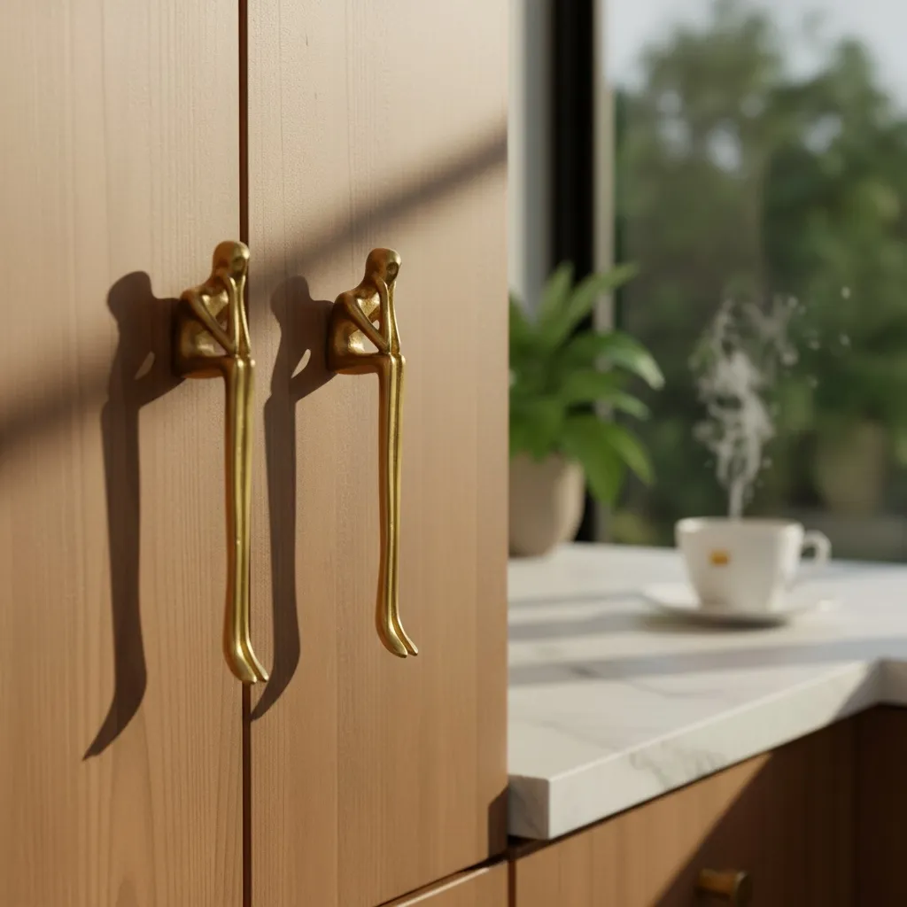Verlitho Sculptural Metal Handle – Contemporary Drawer Pull Decor T1188