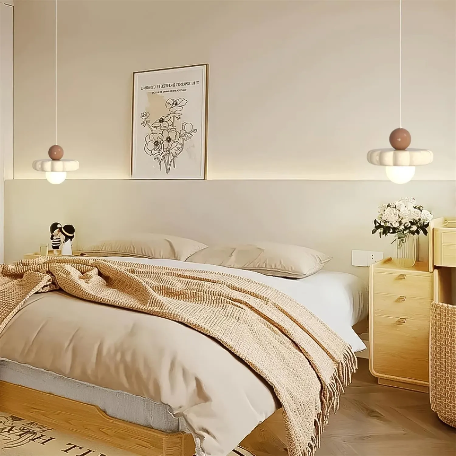 Cream Style Long Line Pumpkin Texture Pendant Lamp M173