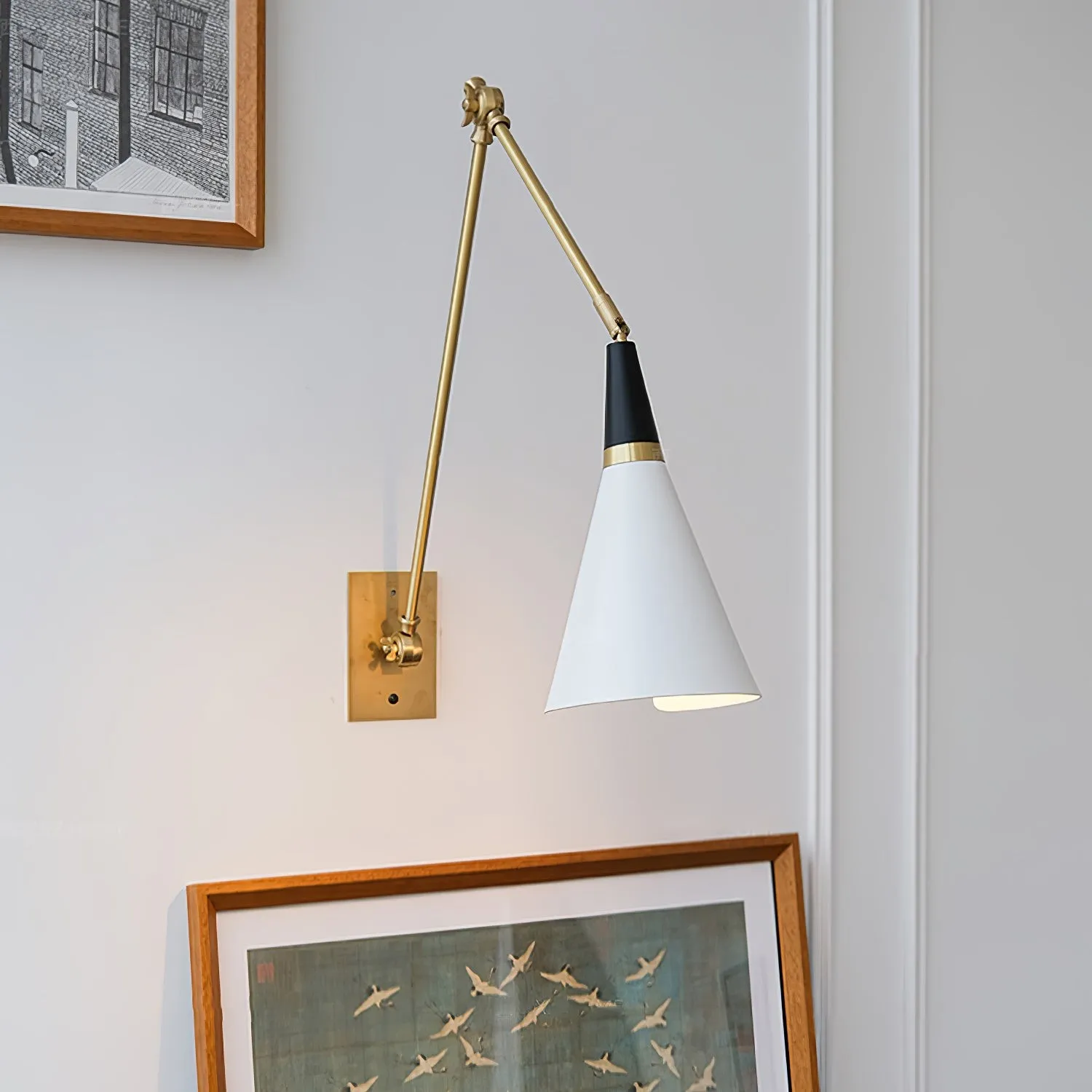 Vintage Metal Adjustable Swing Arm Wall Lamp G37