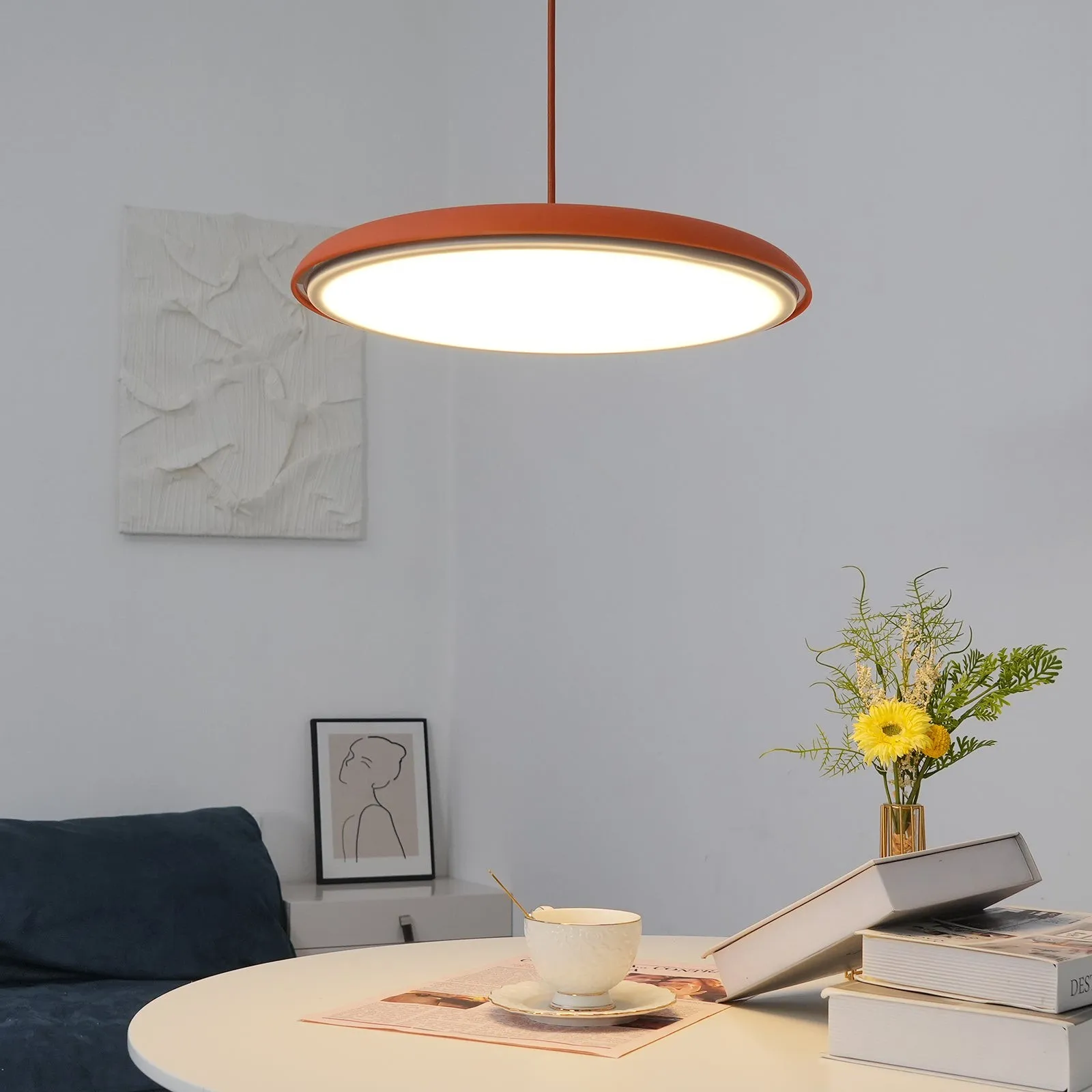 Modern Metal Saucer Pendant Light – Slim Design with LED Lighting M45